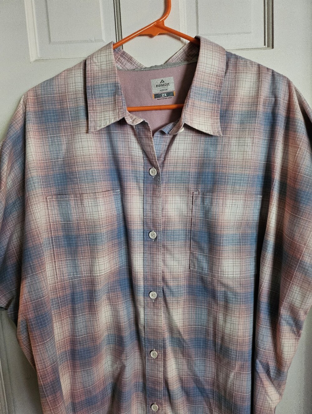 Women's TSC Ridgecut Plaid Button-Up Shirt in Pink and Blue